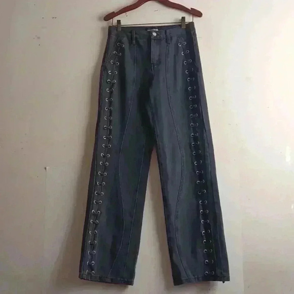 Fashion Nova Pants - Fashion nova mind games lace up straight leg jeans